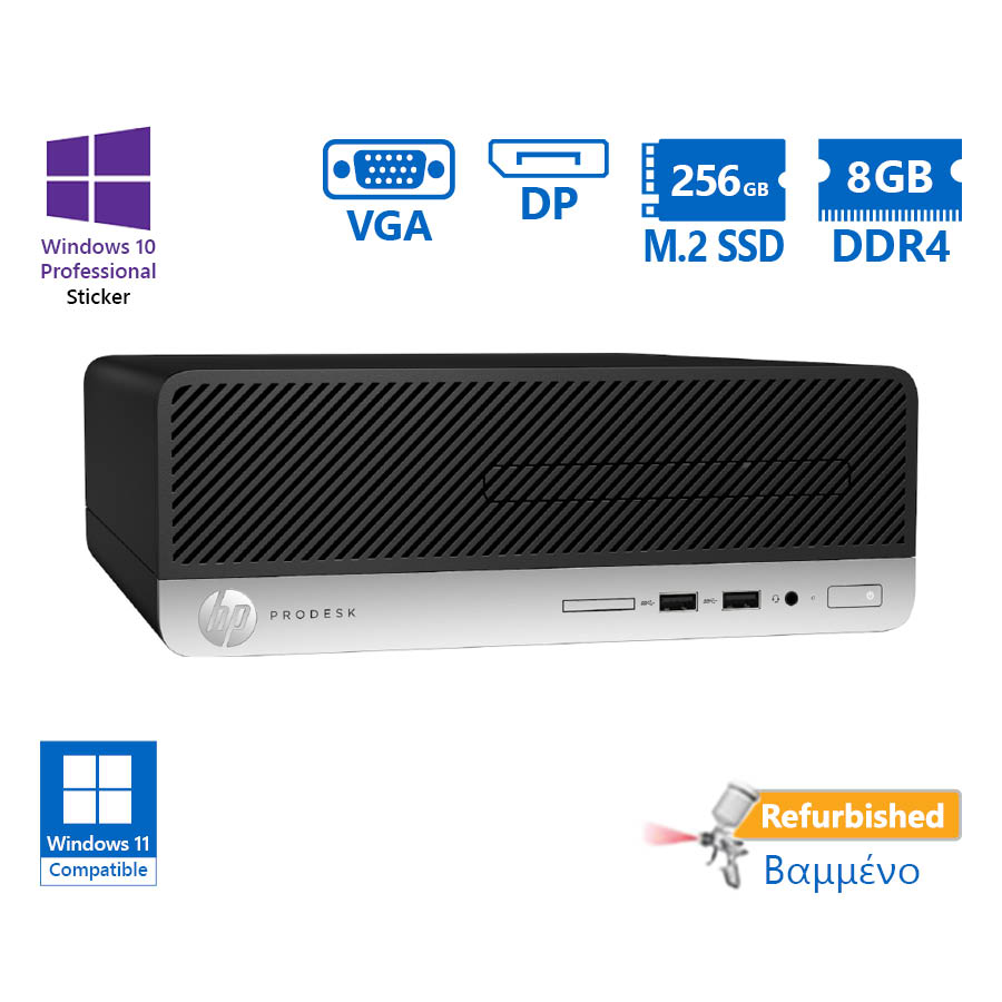 66916_1 HP 400G5 SFF i5-8500/8GB DDR4/256GB M.2 SSD/DVD/10P Grade A+ Refurbished PC - Image 1