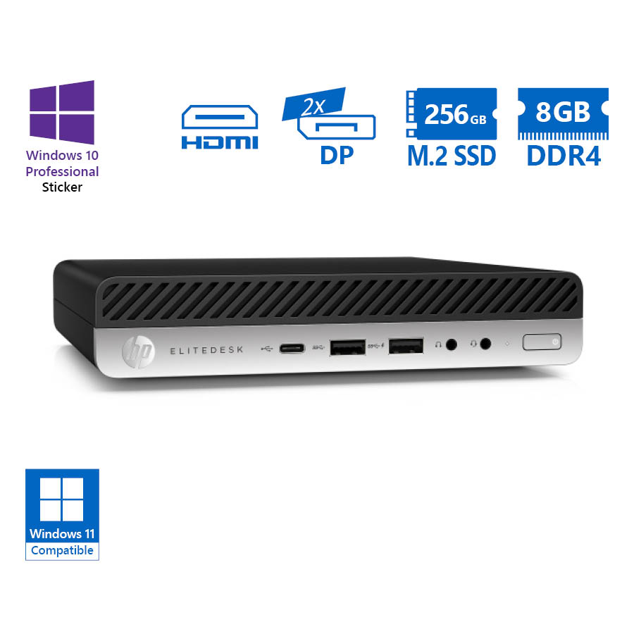 95350_1 HP (A-) EliteDesk 800G5 DM i5-9500/8GB DDR4/256GB M.2 SSD/No ODD/10P Grade A- Refurbished PC - Image 1