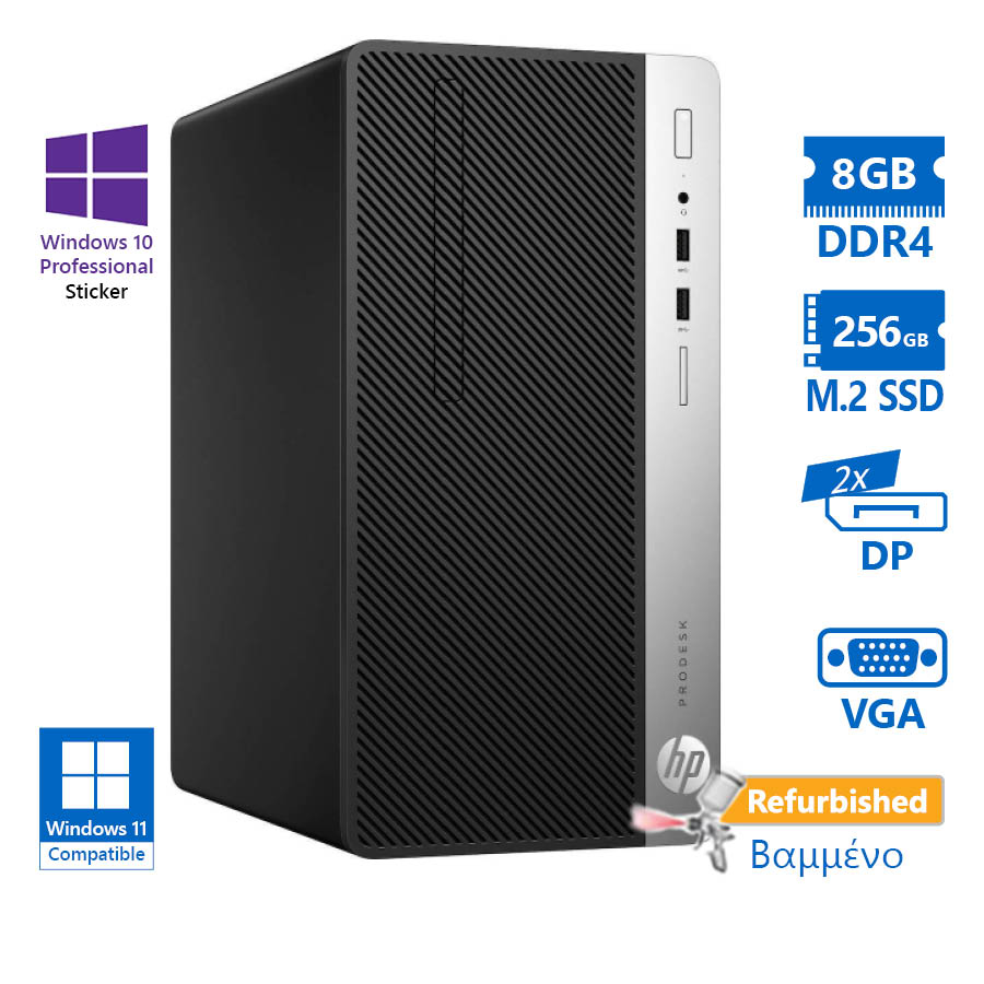 97866_1 HP 400G5 Tower i5-8500/8GB DDR4/256GB M.2 SSD/DVD/10P Grade A+ Refurbished PC - Image 1