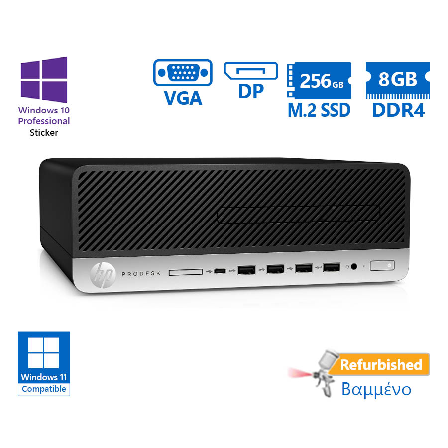 98948_1 HP 600G4 SFF i5-8600/8GB DDR4/256GB M.2 SSD/DVD/10P Grade A+ Refurbished PC - Image 1