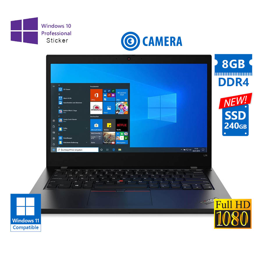 101538_1 Lenovo ThinkPad L14 Gen 1 i5-10210U/14``FHD/8GB DDR4/240GB SSD New/No ODD/Camera/10P Grade A Refurbi - Image 1