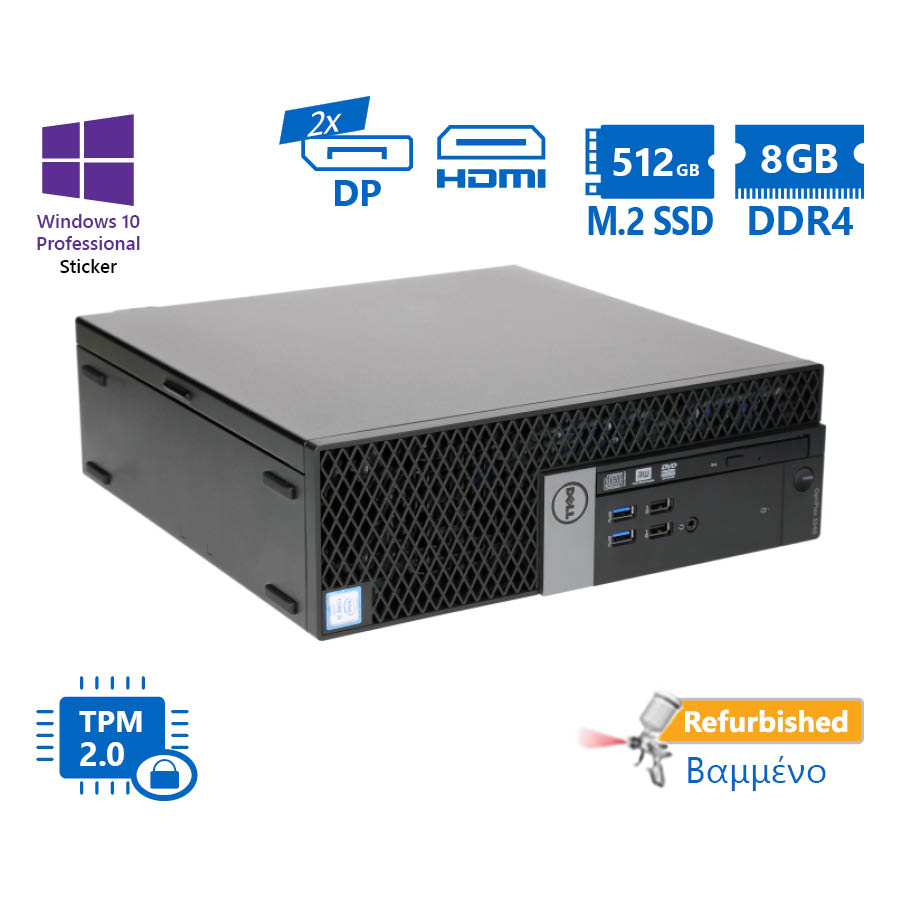 102967_1 Dell 5050 SFF i5-7500/8GB DDR4/512GB M.2 SSD/DVD/10P Grade A+ Refurbished PC - Image 1