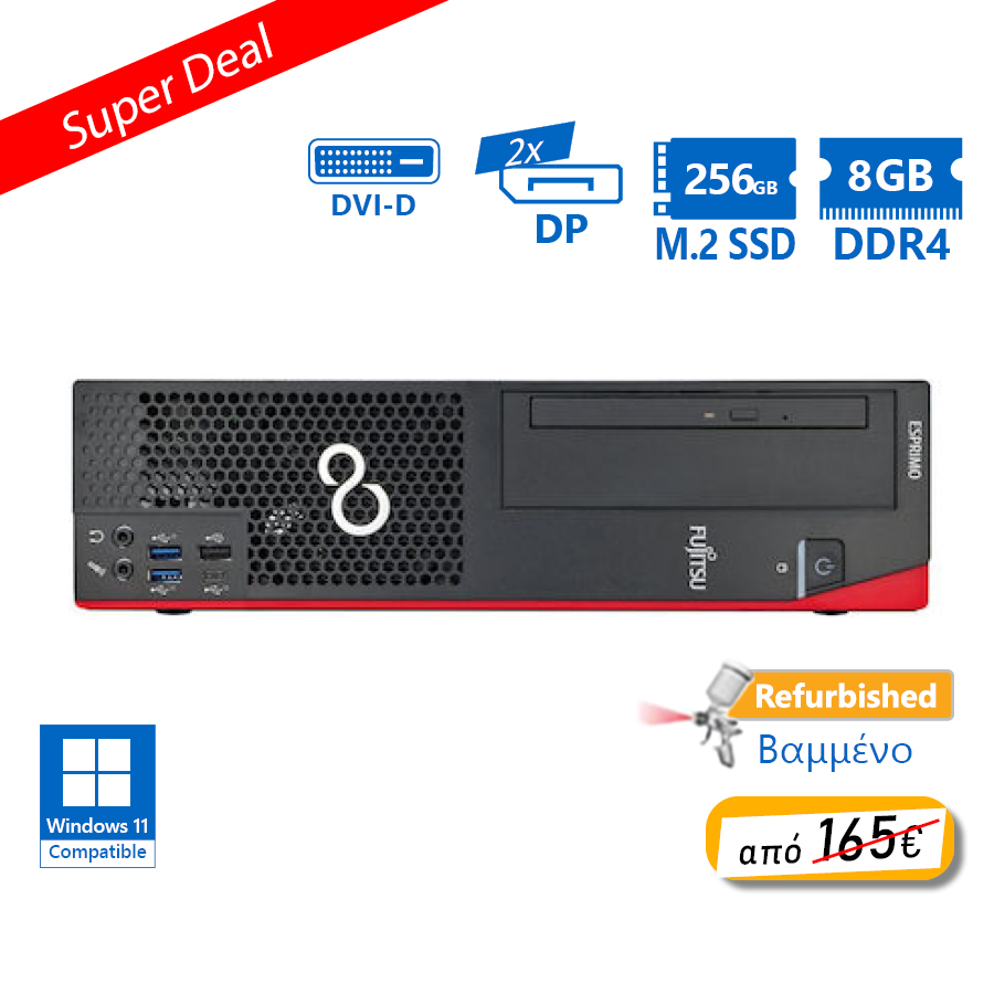 102983_1 Fujitsu D958 SFF i5-8500/8GB DDR4/256GB M.2 SSD/No ODD/Grade A+ Refurbished PC - Image 1
