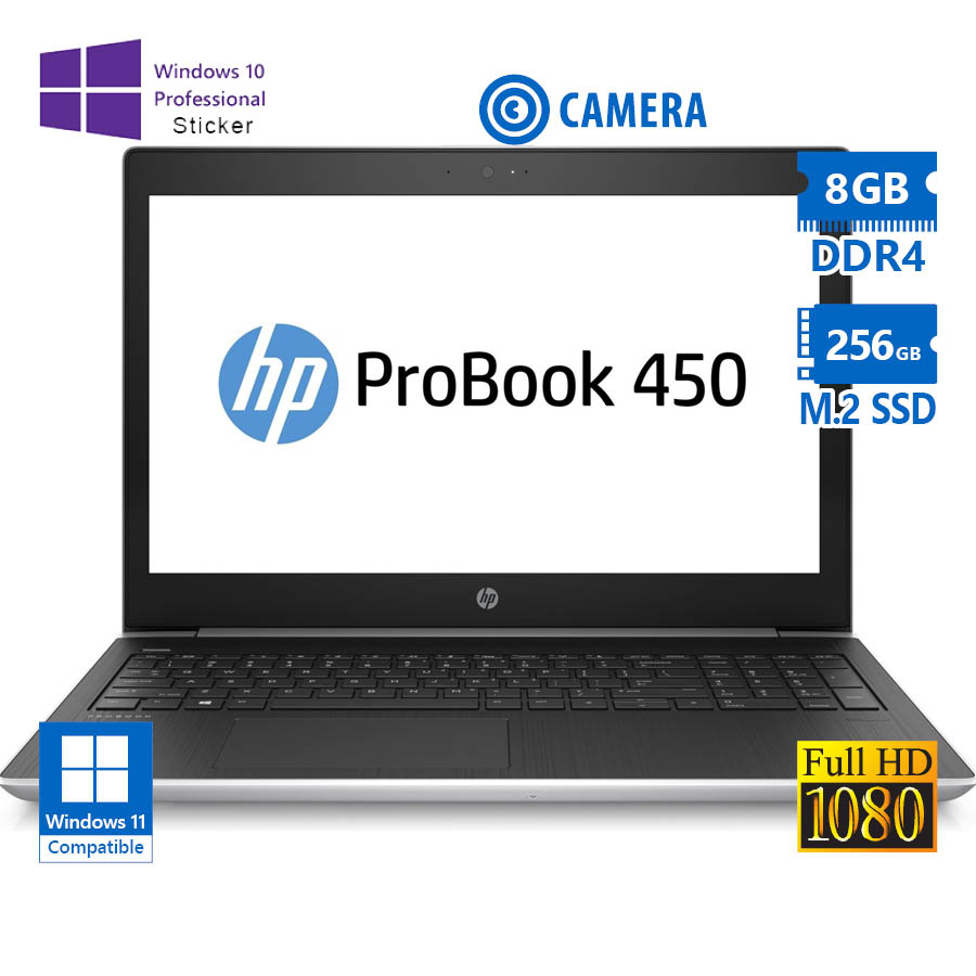 100683_1 HP ProBook 450 G5 i5-8250U/15.6”FHD/8GB DDR4/256GB M.2 SSD/No ODD/Camera/10P Grade A Refurbished Lap - Image 1