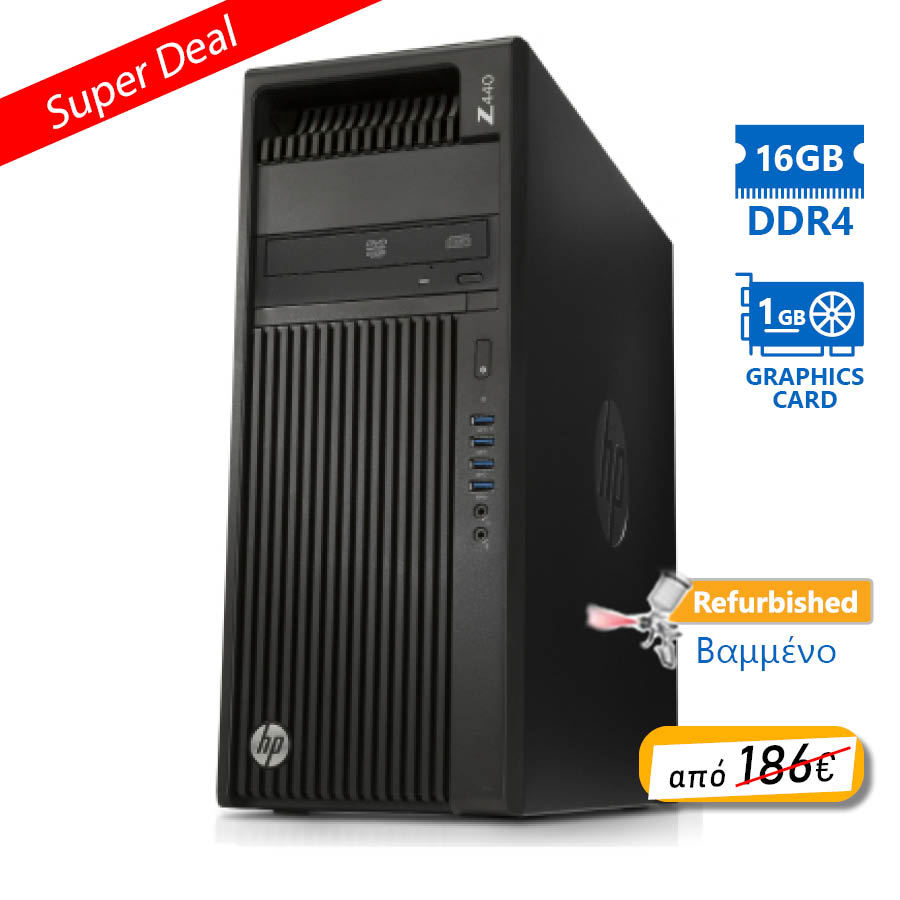 100813_1 HP Z440 Tower Xeon E5-1620v3(4-Cores)/16GB DDR4/1TB/Nvidia 1GB/DVD/8P Grade A+ Workstation Refurbish - Image 1