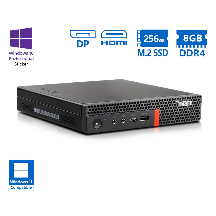 101404_1 Lenovo ThinkCentre M920q Tiny i5-8500T/8GB DDR4/256GB M.2 SSD/No ODD/10P Grade A Refurbished PC - Image 1