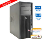 HP Z420 Tower Xeon E5-1620v2(4-Cores)/8GB DDR3/500GB/ATI 2GB/DVD/8P Grade A+ Workstation Refurbished