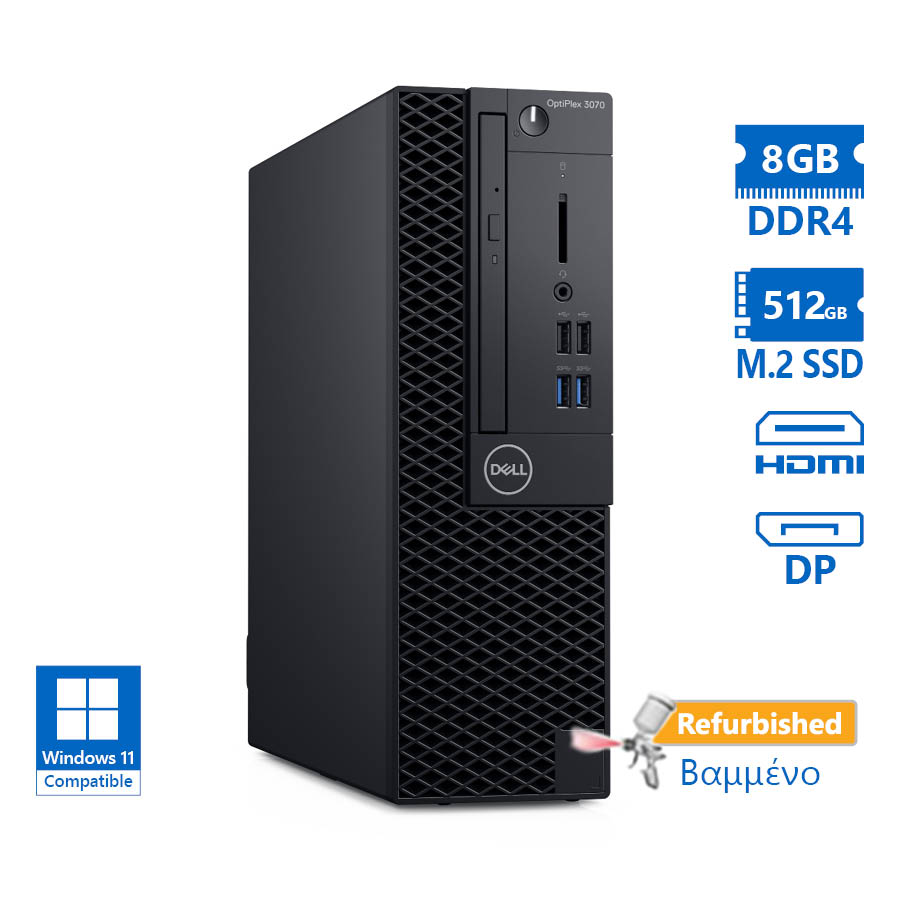 103012_1 Dell 3070 SFF i5-9500/8GB DDR4/512GB M.2 SSD/No ODD/Grade A+ Refurbished PC - Image 1