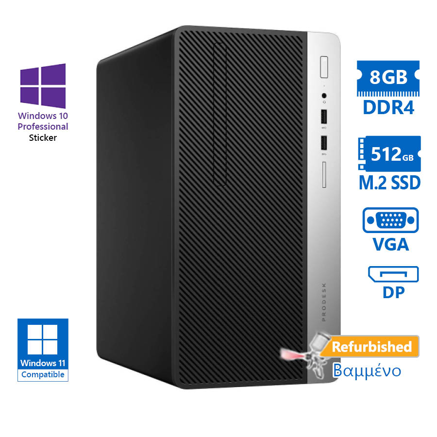 103035_1 HP 400G5 Tower i7-8700/8GB DDR4/512GB M.2 SSD/DVD/10P Grade A+ Refurbished PC - Image 1