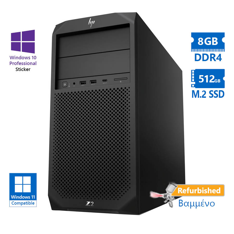 103036_1 HP Z2 G4 Tower i7-8700/8GB DDR4/512GB M.2 SSD/DVD/10P Grade A+ Workstation Refurbished PC - Image 1