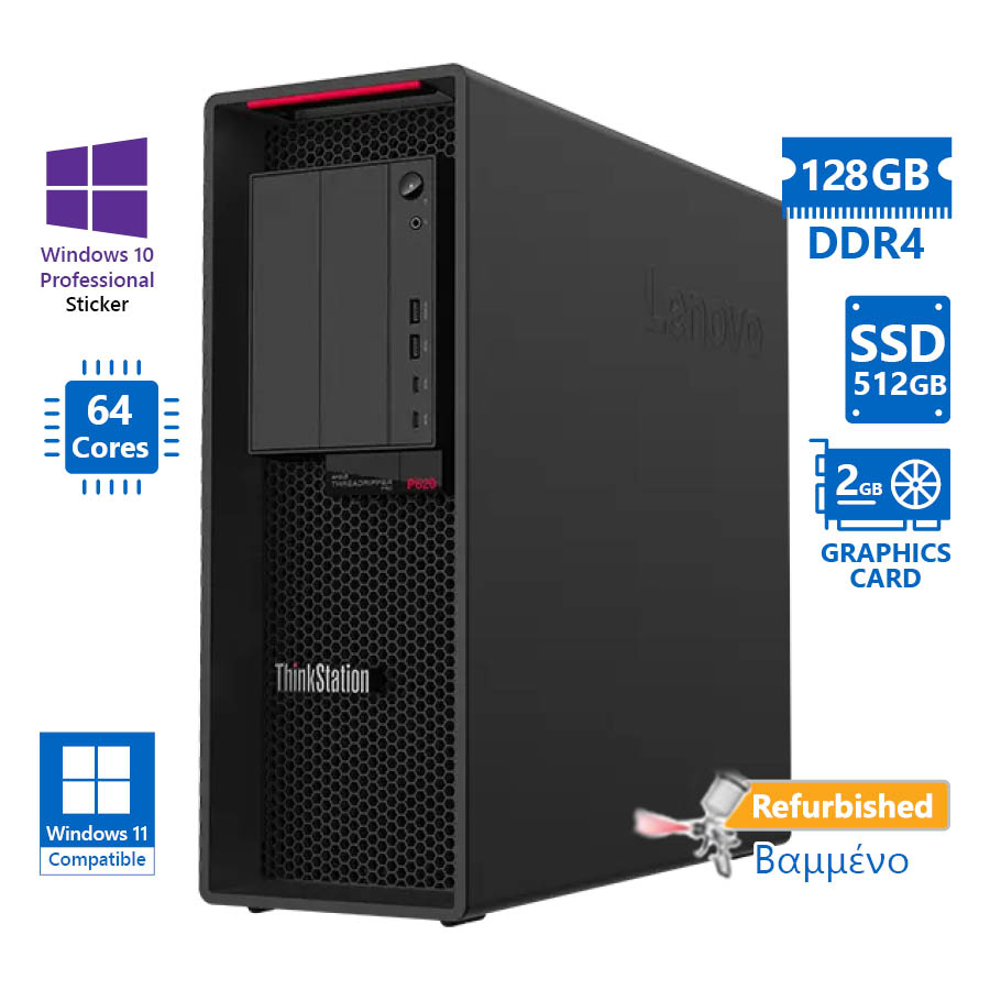 103056_1 Lenovo ThinkStation P620 Tower AMD Ryzen Threadripper Pro 3995WX(64-Cores)/128GB DDR4/512GB SSD/Nvid - Image 1