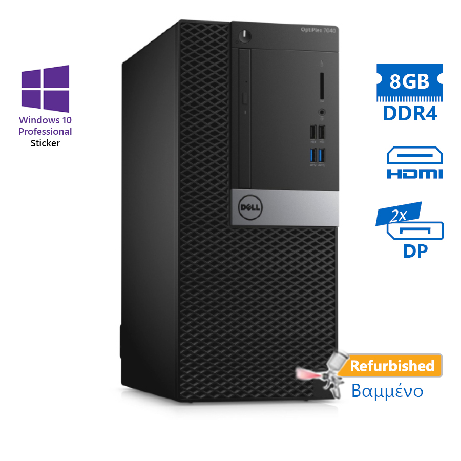 103070_1 Dell 7040 Tower i7-6700/8GB DDR4/1TB/DVD/10P Grade A+ Refurbished PC - Image 1