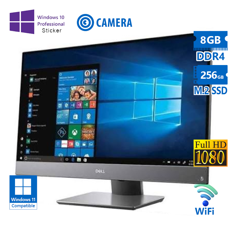 103086_11 Dell OptiPlex 7460 WiFi AIO w/Monitor 23”FHD i5-8500/8GB DDR4/256GB M.2 SSD/DVD/Webcam/10P Grade A R - Image 1