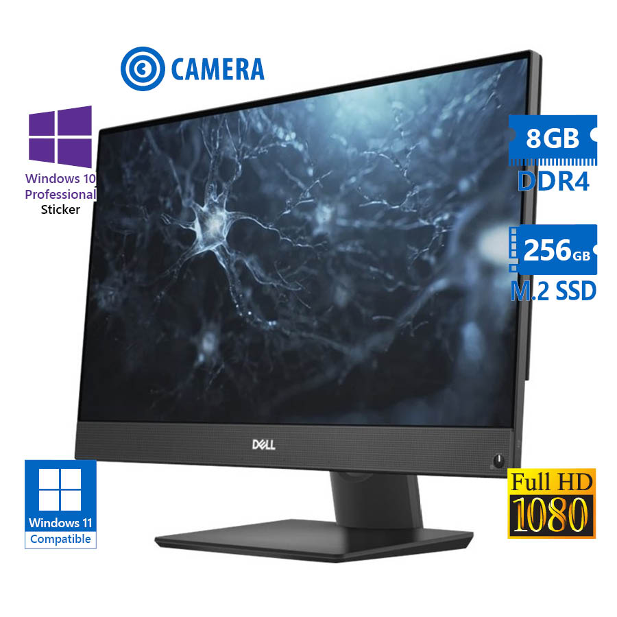 103090_1 Dell (A-) OptiPlex 7480 AIO w/Monitor 24”FHD i5-10500/8GB DDR4/256GB M.2 SSD/No ODD/Webcam/10P Grade - Image 1
