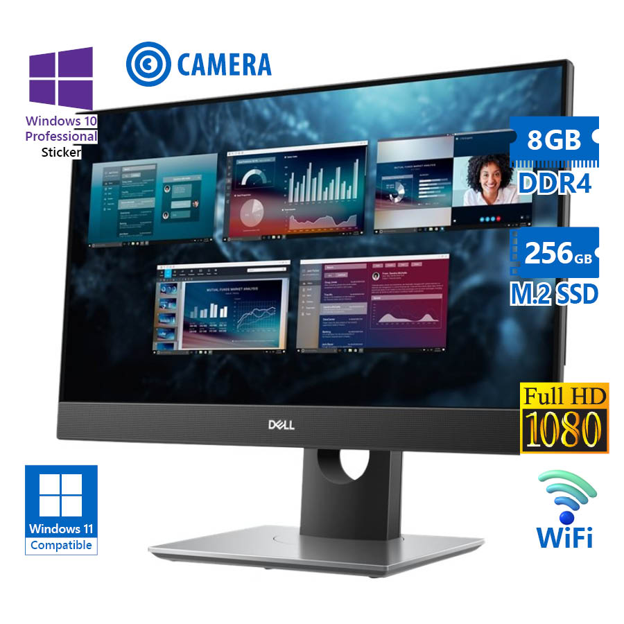 103093_1 Dell (B) OptiPlex 7490 WiFi AIO w/Touchscreen 24”FHD i5-10505/8GB DDR4/256GB M.2 SSD/No ODD/Webcam/1 - Image 1