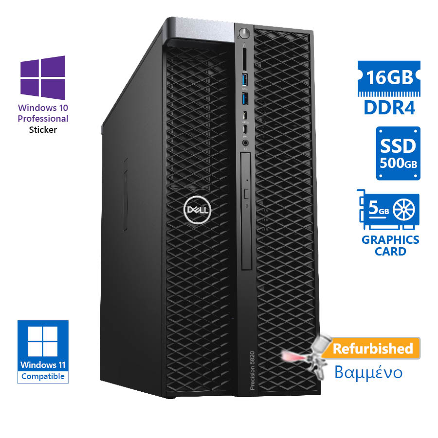 103110_1 Dell Precision 5820 Tower Xeon W-2123(4-Cores)/16GB DDR4/500GB SSD/Nvidia 5GB/DVD/10P Grade A+ Works - Image 1