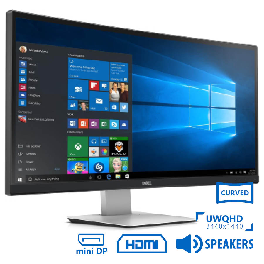 103121_1 Used Monitor UltraSharp U3415WB Curved/Dell/34”UW-QHD/3440x1440/Black/w/Speakers/Grade B/DP & Mini D - Image 1