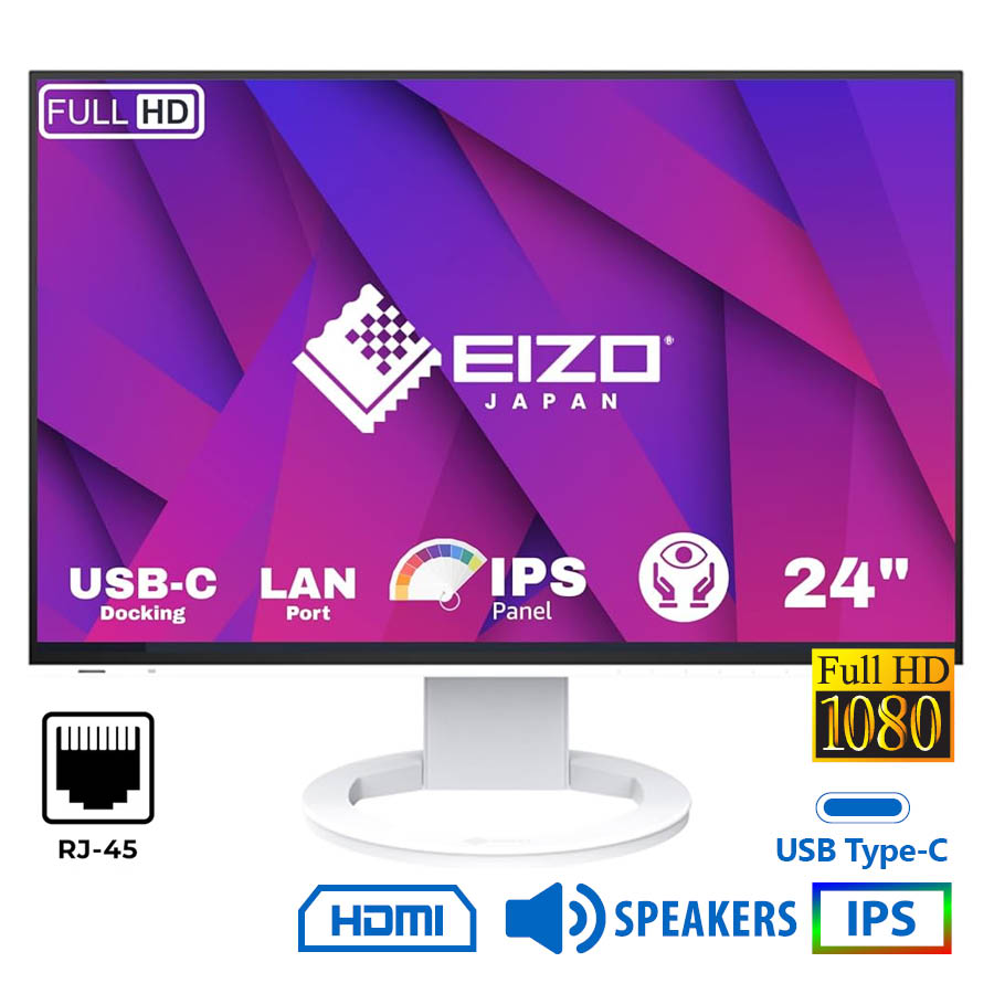 103122_1 Used Monitor FlexScan EV2495 IPS LED/Eizo/24``FHD/1920x1200/Wide/White/w/Sreakers/D-SUB & DVI-D & DP - Image 1