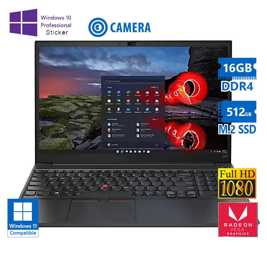 103132_1 Lenovo ThinkPad E15 Gen3 Ryzen 5 5500U/15.6``FHD/16GB DDR4/512GB M.2 SSD/w/Radeon™ Graphics (7C@1800 - Image 1