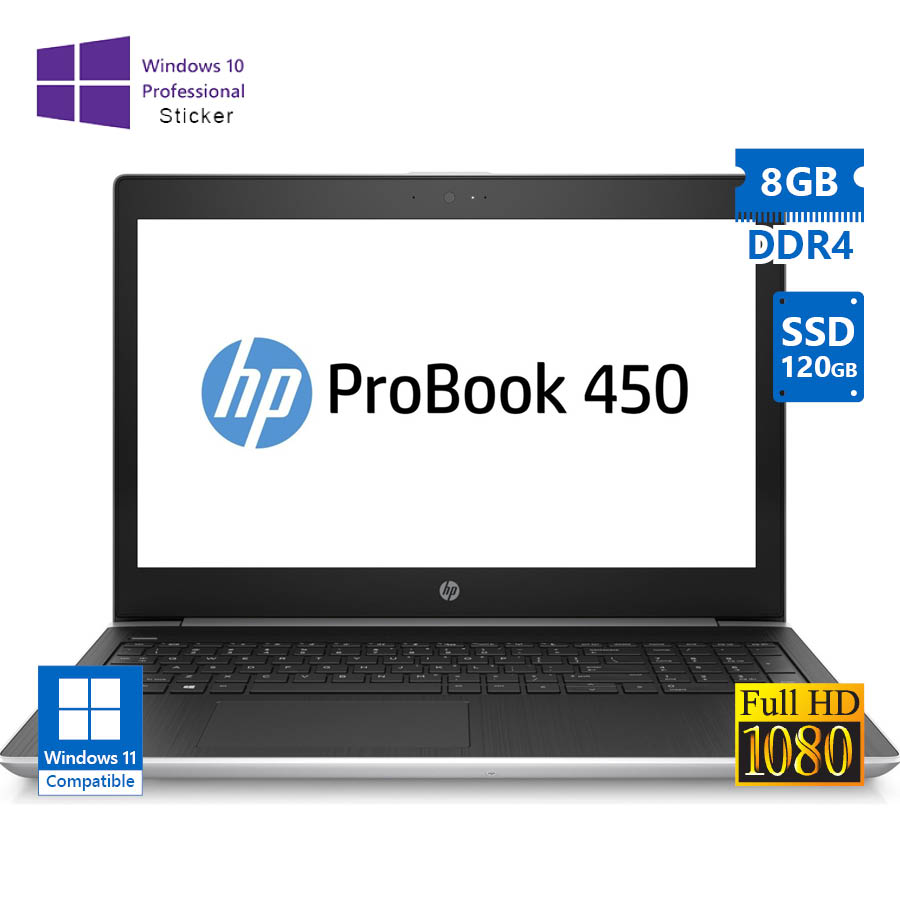 103161_1 HP (A-) ProBook 450 G5 i5-8250U/15.6”FHD/8GB DDR4/120GB SSD/No ODD/10P Grade A- Refurbished Laptop - Image 1
