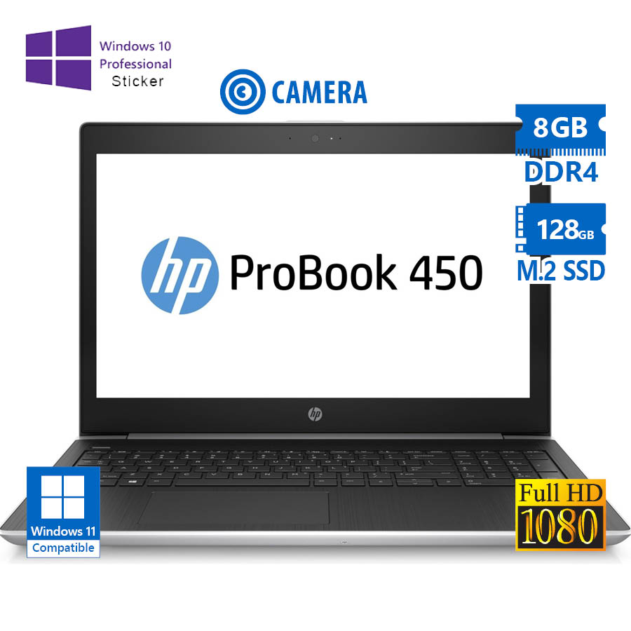 103162_1 HP ProBook 450 G5 i5-8250U/15.6”FHD/8GB DDR4/128GB M.2 SSD/No ODD/Camera/10P Grade A Refurbished Lap - Image 1
