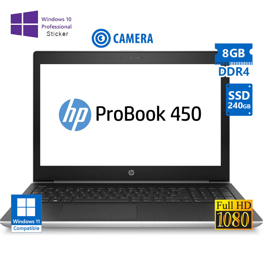 103164_1 HP ProBook 450 G5 i5-8250U/15.6”FHD/8GB DDR4/240GB SSD/No ODD/Camera/10P Grade A Refurbished Laptop - Image 1