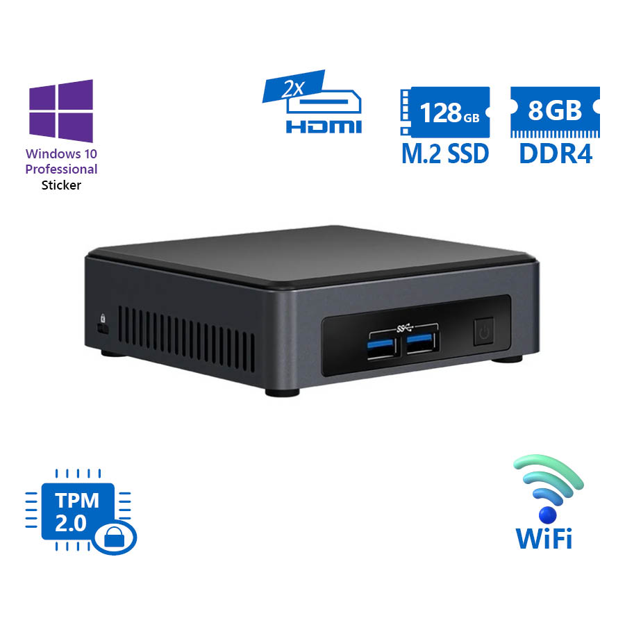 103214_1 Intel NUC7i5DNKE Tiny WiFi i5-7300U/8GB DDR4/128GB M.2 SSD/No ODD/10P Grade A Refurbished PC - Image 1