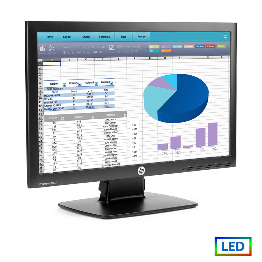 53323_1 Used Monitor ProDisplay P201 LED/HP/20”/1600x900/Wide/Black/D-SUB & DVI-D - Image 1