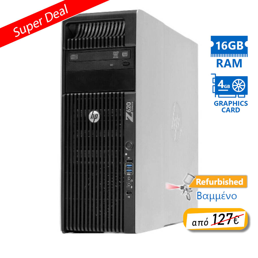 94817_1 HP Z620 Tower Xeon E5-1620(4-Cores)/16GB DDR3/1TB/Nvidia 4GB/No ODD/7P Grade A+ Workstation Refurbis - Image 1