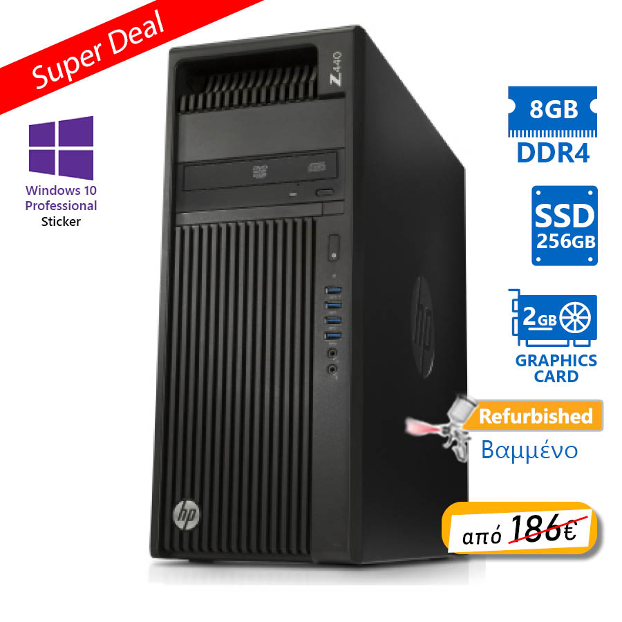 95408_1 HP Z440 Tower Xeon E5-1620v3(4-Cores)/8GB DDR4/256GB SSD/Nvidia 2GB/DVD/10P Grade A+ Workstation Ref - Image 1