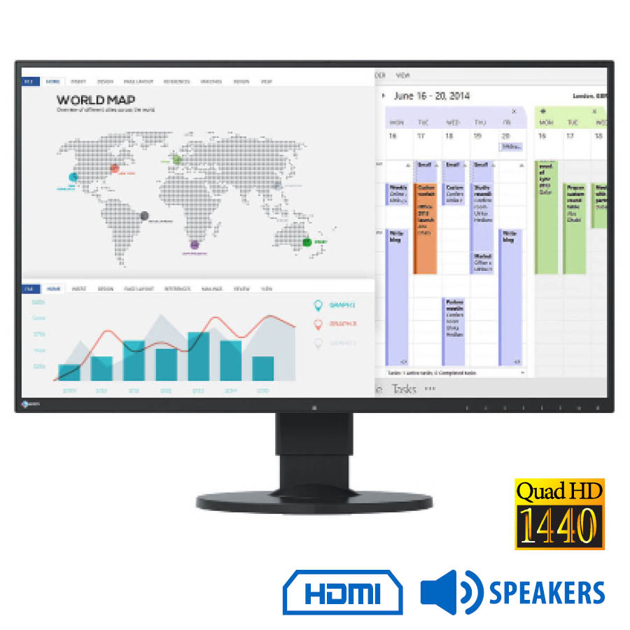 98801_1 Used Monitor FlexScan EV2750 Q-LED/Eizo/27``QHD/2560x1440/Wide/Black/w/Speakers/DVI-D & DP & HDMI & - Image 1