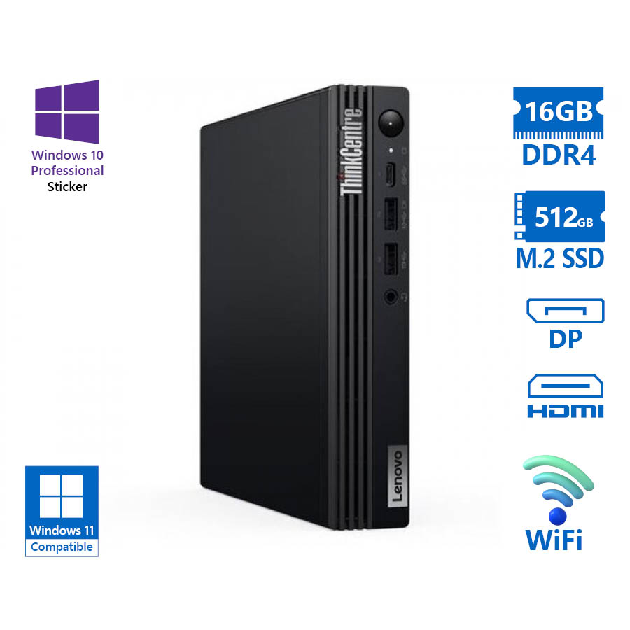 103378_1 Lenovo ThinkCentre M70q Tiny WiFi i5-10400T/16GB DDR4/512GB M.2 SSD/No ODD/10P Grade A Refurbished P - Image 1