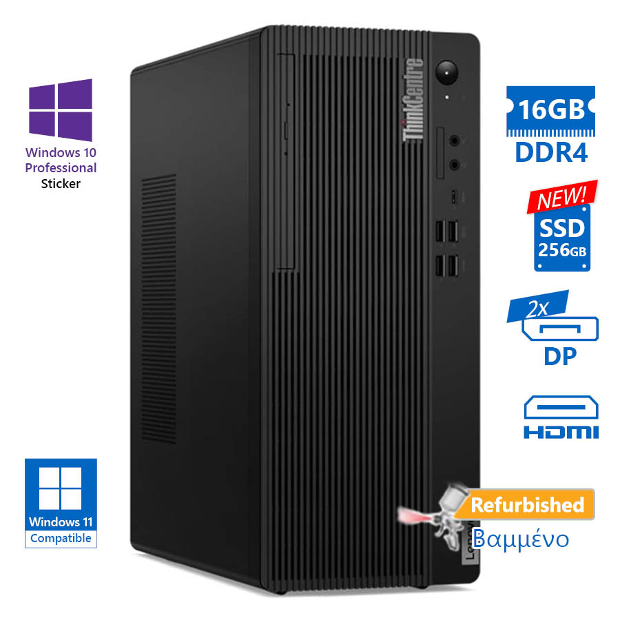 103387_1 Lenovo M70t Tower i5-10400/16GB DDR4/256GB SSD New/DVD/10P Grade A+ Refurbished PC - Image 1