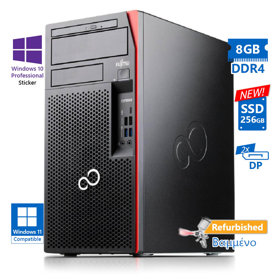 103407_1 Fujitsu P758 Tower i5-8500/8GB DDR4/256GB SSD New/No ODD/10P Grade A+ Refurbished PC - Image 1