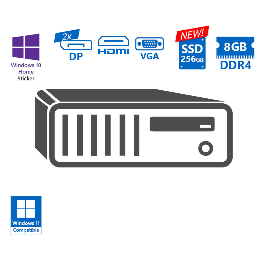 103412_1 OEM SFF i5-8400/8GB DDR4/256GB SSD New/No ODD/10H Grade A Refurbished PC - Image 1