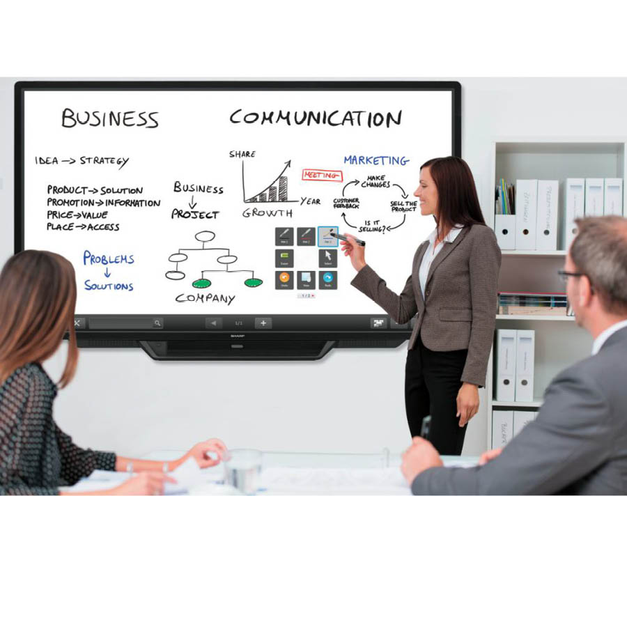97355_2 Used Signage Display Touchscreen PN-80TC3 LED/Sharp/80\"FHD/1920x1080 FHD/Wide/Black/w/Speakers & PEN - Image 1