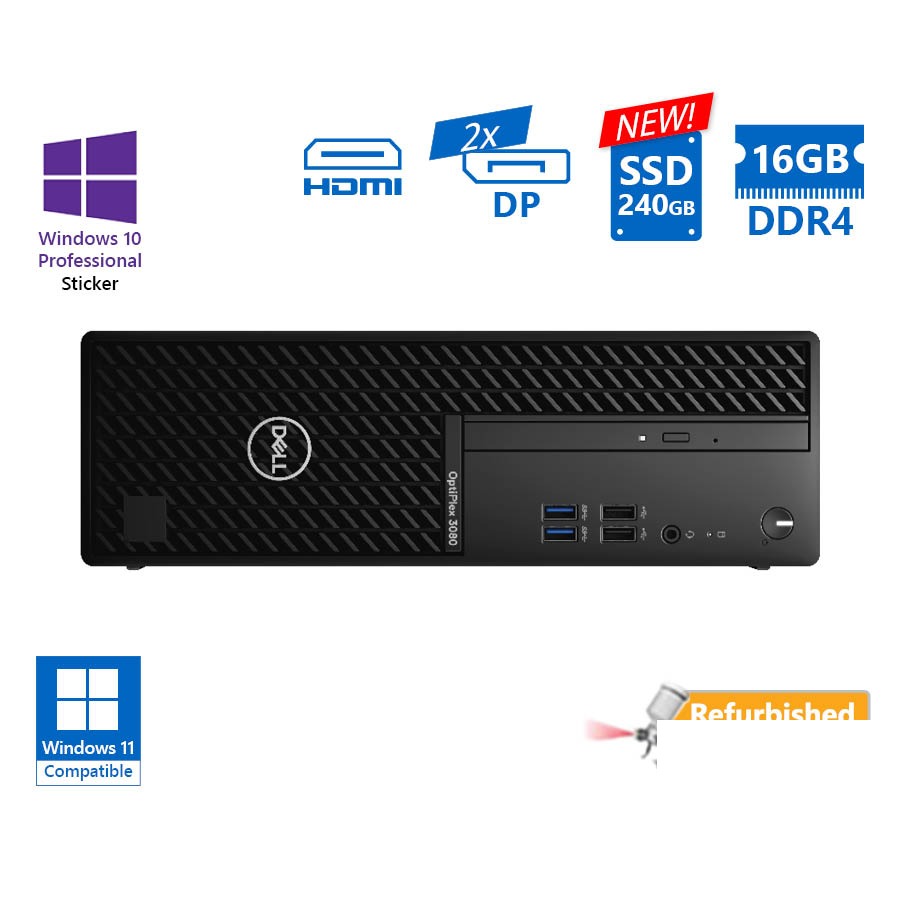 tmp-clean-002b6f81e5c7c084506c4d81beecba73 Dell 3080 SFF i5-10505/16GB DDR4/240GB SSD New/No ODD/10P Grade A+ Refurbished PC - Image 1