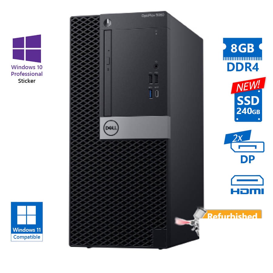 tmp-clean-590ad99e1a23999e3a1730bc4ee336f9 Dell 5060 Tower i3-8300/8GB DDR4/240GB SSD New/DVD/10P Grade A+ Refurbished PC - Image 1