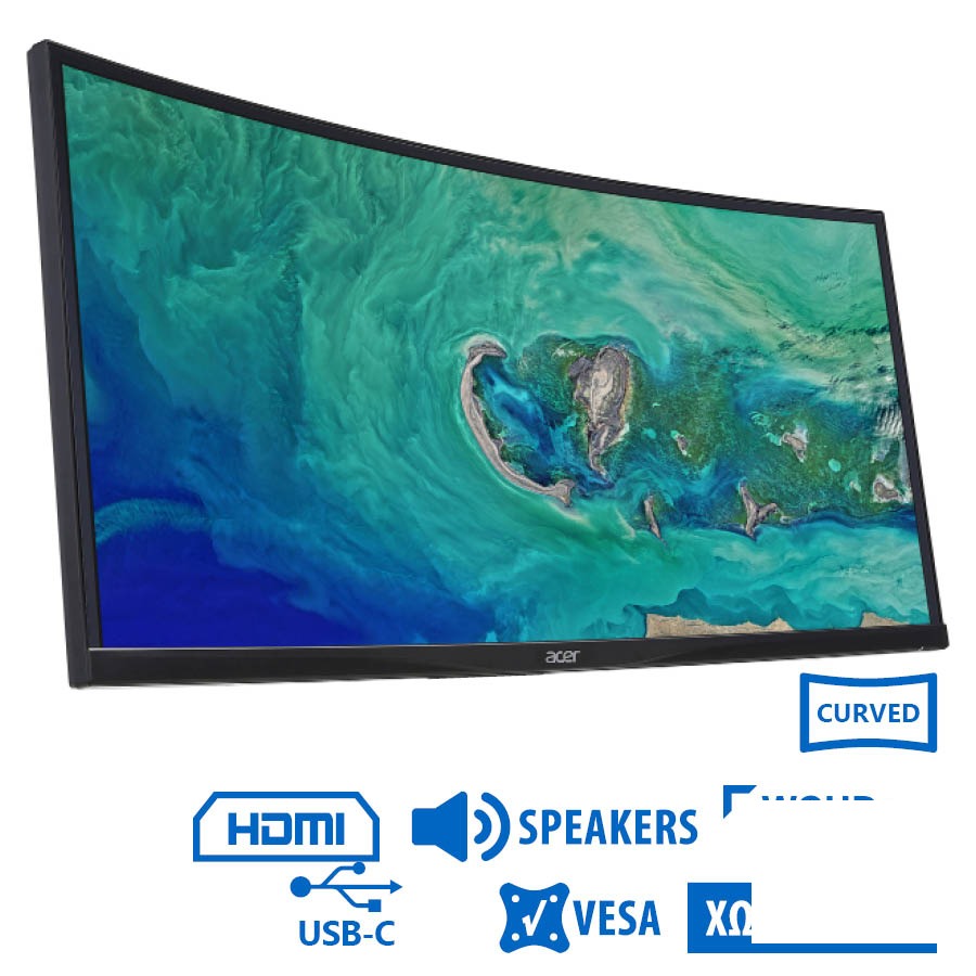 Used Monitor CZ380CQK Curved/Acer/38``UW-QHD/3840x1600/Black/w/Speakers/No Stand/DP & HDMI & USB Typ Used Monitor CZ380CQK Curved/Acer/38``UW-QHD/3840x1600/Black/w/Speakers/No Stand/DP & HDMI & USB Typ - Image 1