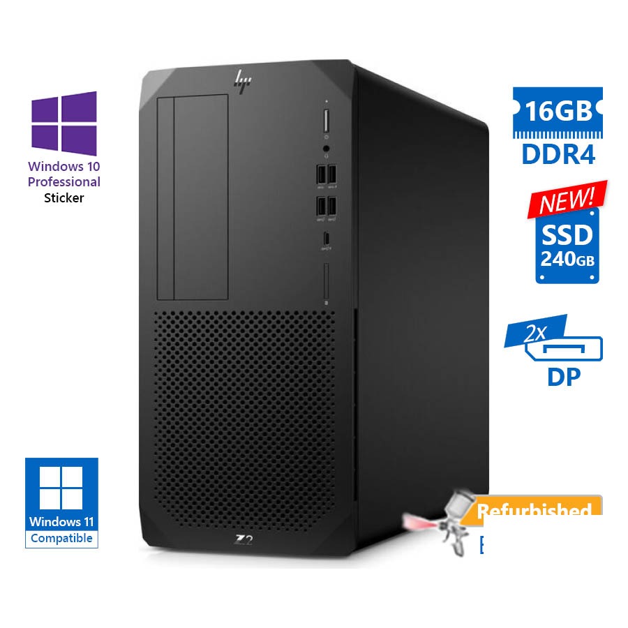 HP Z2 G5 Tower i7-10700K/16GB DDR4/240GB SSD New/No ODD/10P Grade A+ Workstation Refurbished PC HP Z2 G5 Tower i7-10700K/16GB DDR4/240GB SSD New/No ODD/10P Grade A+ Workstation Refurbished PC - Image 1