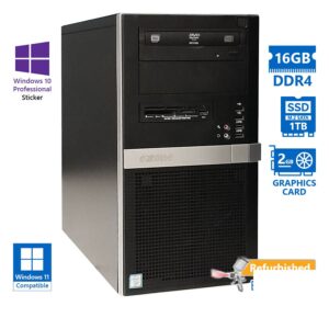 OEM Tower Xeon E-2124(4-Cores)/16GB DDR4/1TB M.2 SSD/Nvidia 2GB/DVD/10P Grade A+ Workstation Referbi